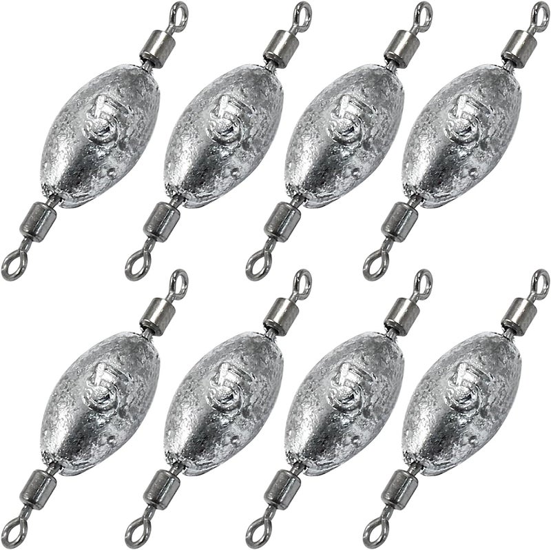 Uenhoy Fishing Weights Inline Trolling Fishing Sinker Tackle with Inner Swivels, Oval Drop Casting Fishing Weight Sinkers - Image 1